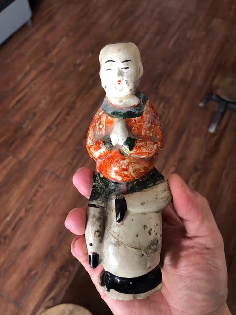 古玩陶瓷三彩童子真品鑒賞圖