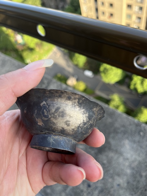 古玩雜項(xiàng)清代葵花口銀杯真品鑒賞圖