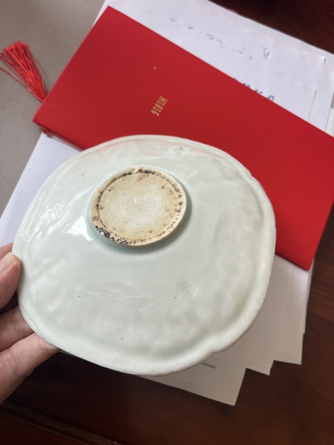 古玩陶瓷影青釉花鳥紋四方倭角盤真品鑒賞圖