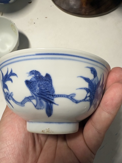 古玩陶瓷青花花鳥紋茶碗拍賣，當前價格7000元