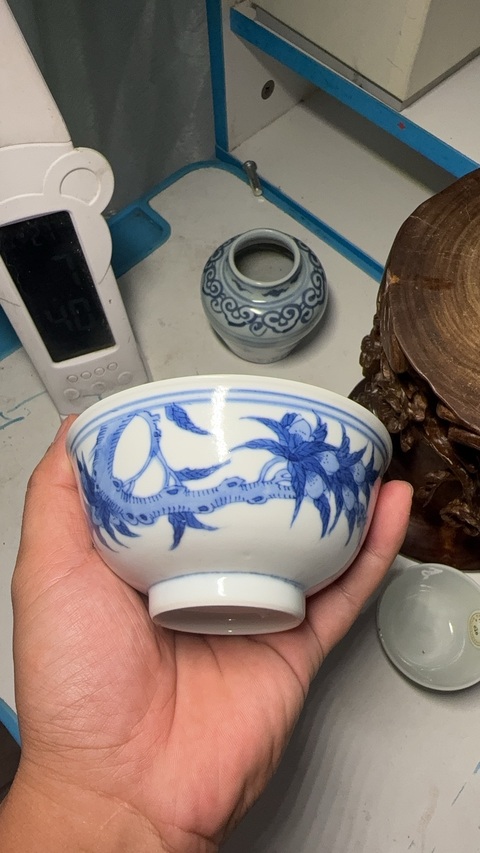 古玩陶瓷青花花鳥紋茶碗拍賣，當前價格7000元