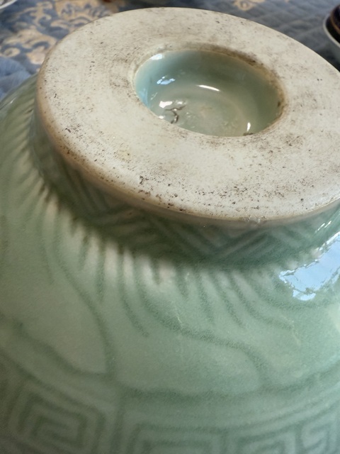 古玩陶瓷豆青釉刻夔龍紋碗拍賣,當前價格13000元