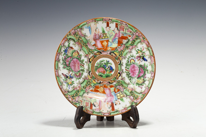 域鉴古玩】清末民初·广彩开窗花鸟人物纹小折沿盘鉴定结果_清末民