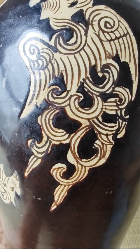 古玩陶瓷南宋吉州窯黑釉梅瓶真品鑒賞圖