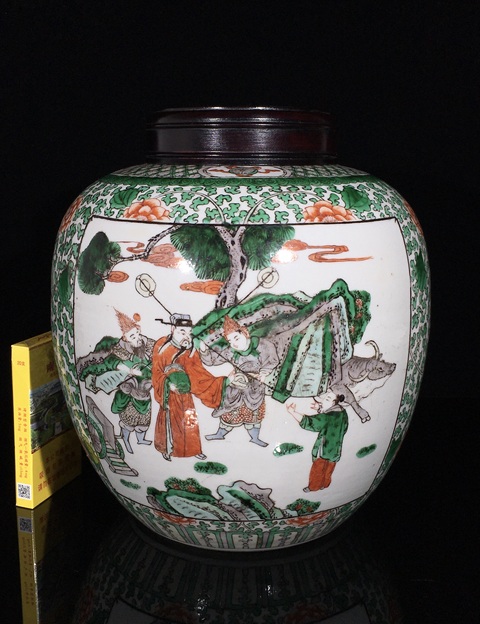 古玩陶瓷人物紋五彩罐真品鑒賞圖