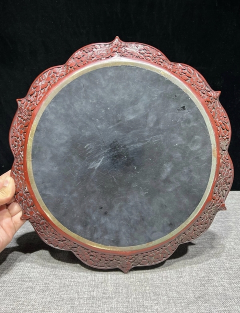 古玩雜項剔紅盤子真品鑒賞圖