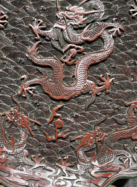 古玩雜項剔紅盤子真品鑒賞圖