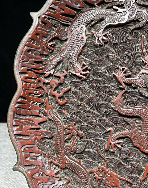 古玩雜項剔紅盤子真品鑒賞圖