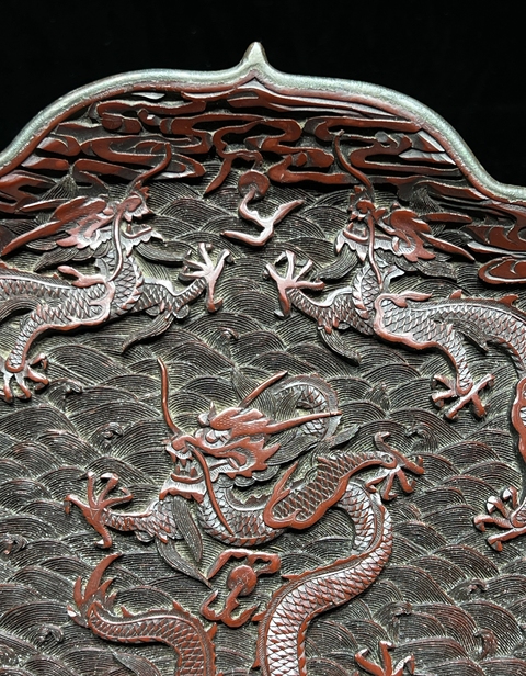 古玩雜項剔紅盤子真品鑒賞圖