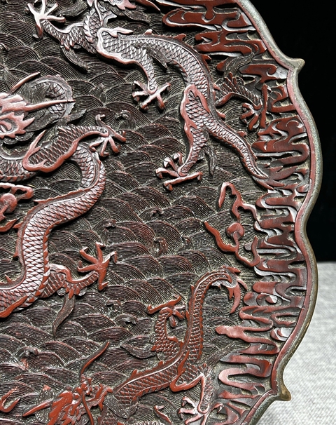 古玩雜項剔紅盤子真品鑒賞圖