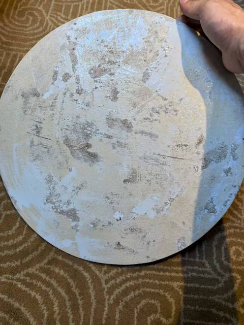 古玩陶瓷淺絳彩山水紋圓型瓷板畫真品鑒賞圖