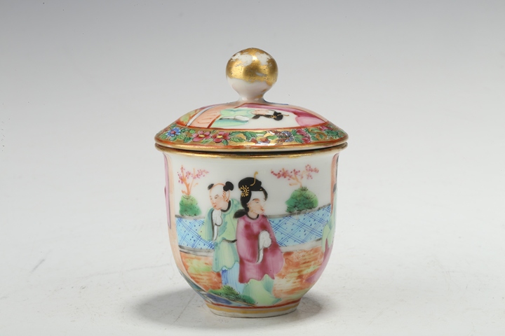 古玩陶瓷清晚·廣彩人物故事紋蓋杯拍賣，當前價格2999元