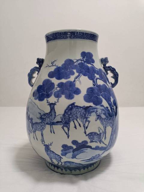 古玩陶瓷青花鹿頭尊真品鑒賞圖
