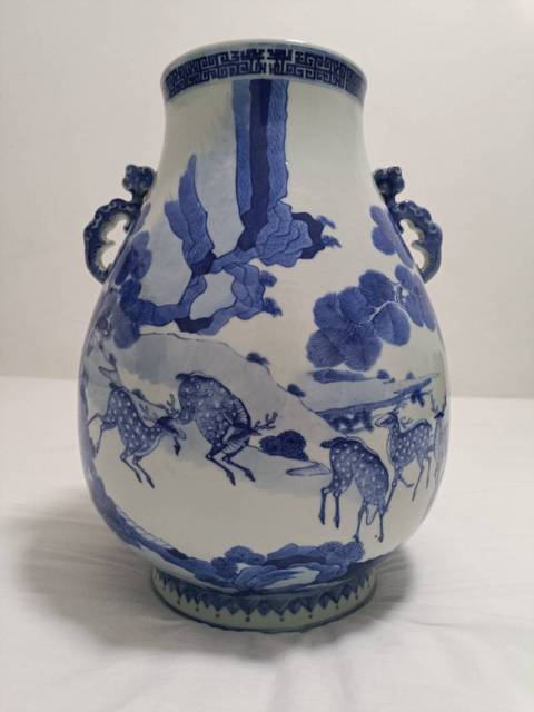古玩陶瓷青花鹿頭尊真品鑒賞圖