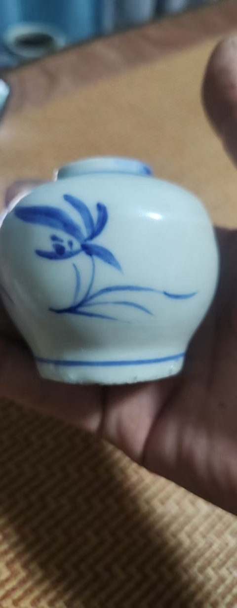 古玩陶瓷青花蘭草紋罐，疑似復窯真品鑒賞圖