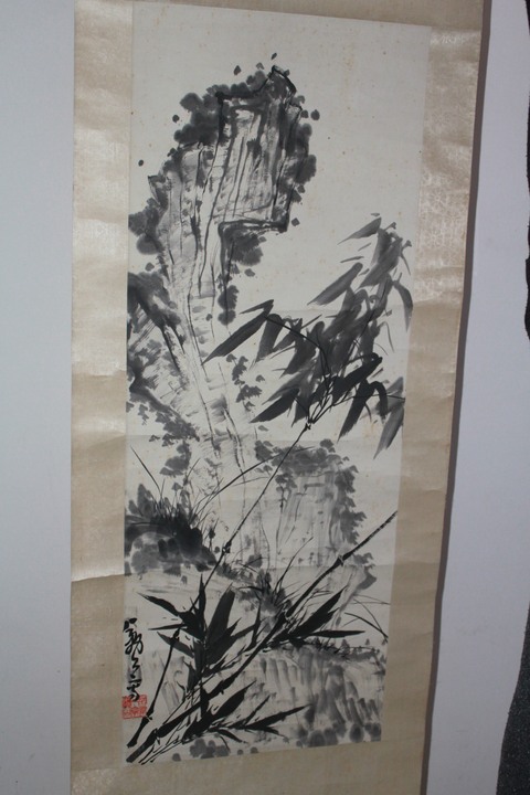 古玩字畫竹石圖真品鑒賞圖