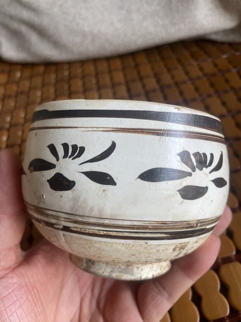 古玩陶瓷磁州窯白地黑彩缽真品鑒賞圖