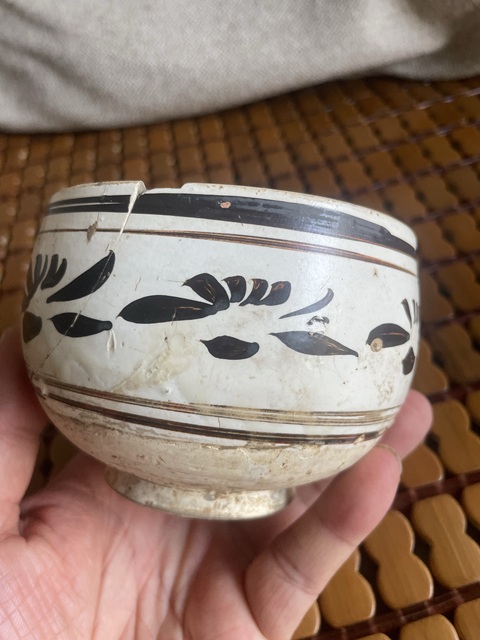 古玩陶瓷磁州窯白地黑彩缽真品鑒賞圖