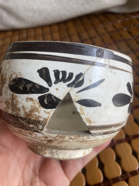 古玩陶瓷磁州窯白地黑彩缽真品鑒賞圖