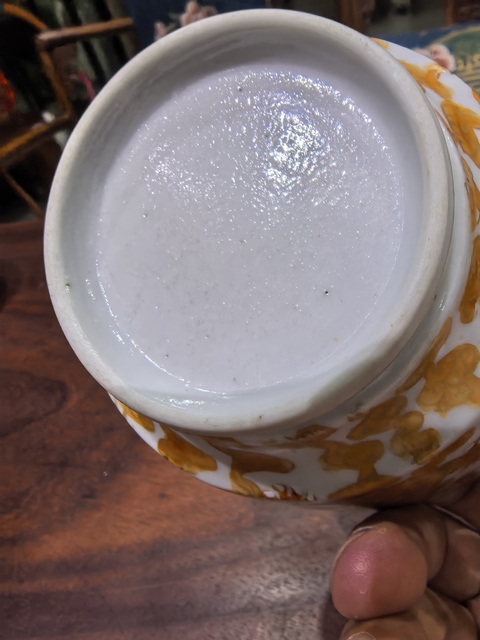 古玩陶瓷礬紅描金龍紋把杯真品鑒賞圖