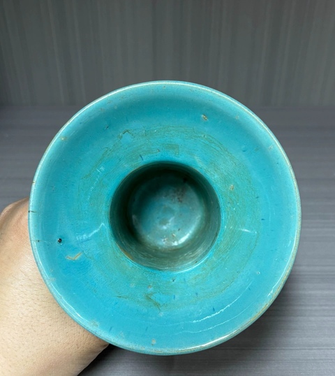古玩陶瓷天藍釉油燈真品鑒賞圖