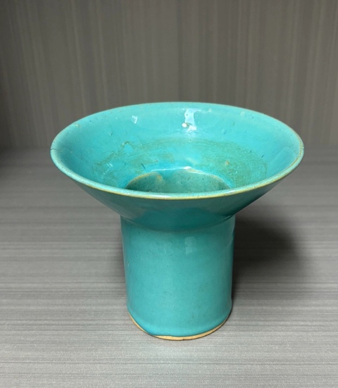 古玩陶瓷天藍釉油燈真品鑒賞圖
