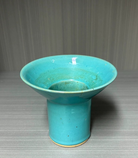 古玩陶瓷天藍釉油燈真品鑒賞圖