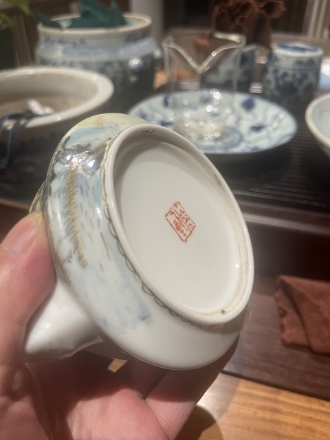 古玩陶瓷文王訪賢新粉彩執壺真品鑒賞圖