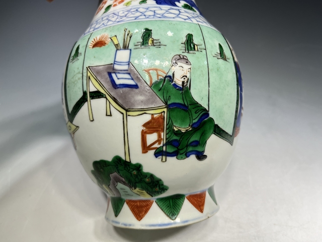 古玩陶瓷青花五彩人物故事紋橄欖尊真品鑒賞圖