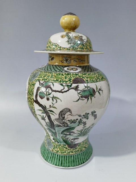 古玩陶瓷清晚素三彩將軍罐一對真品鑒賞圖