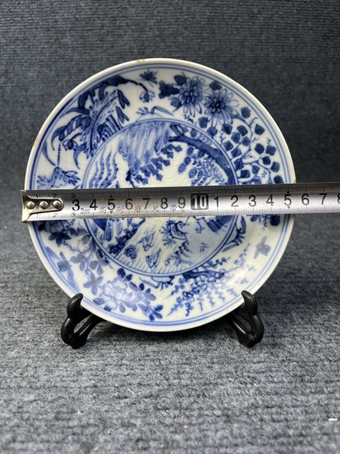 古玩陶瓷鳳紋青花盤真品鑒賞圖