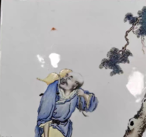 古玩陶瓷劉希任款鐵拐李瓷板畫(huà)真品鑒賞圖