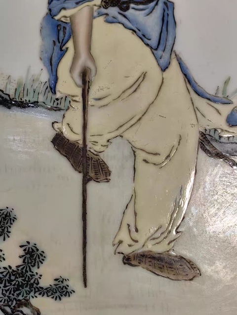 古玩陶瓷劉希任款鐵拐李瓷板畫(huà)真品鑒賞圖