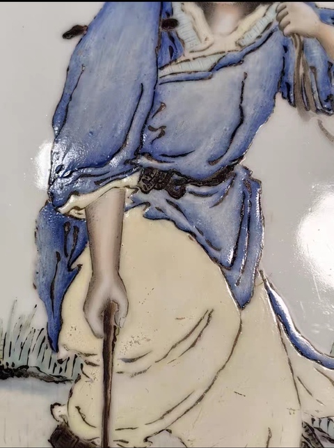 古玩陶瓷劉希任款鐵拐李瓷板畫(huà)真品鑒賞圖