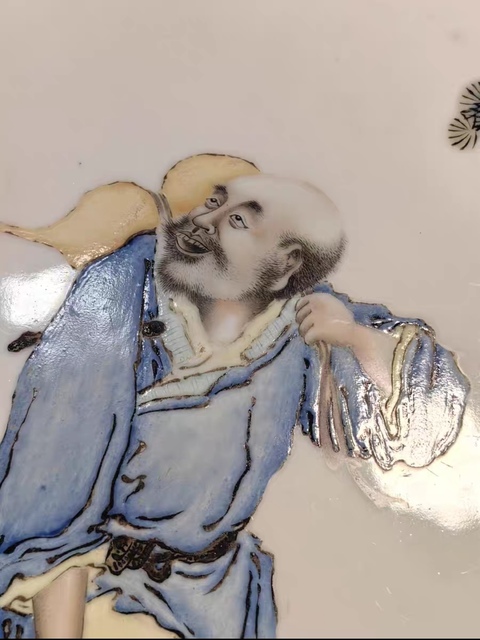 古玩陶瓷劉希任款鐵拐李瓷板畫(huà)真品鑒賞圖