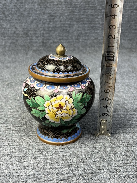 古玩雜項(xiàng)銅胎掐絲琺瑯花鳥(niǎo)紋將軍罐拍賣,當(dāng)前價(jià)格399元