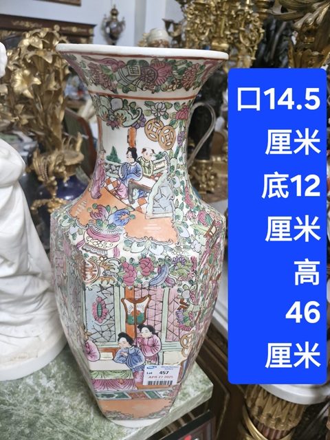 古玩陶瓷人物紋廣彩瓶真品鑒賞圖