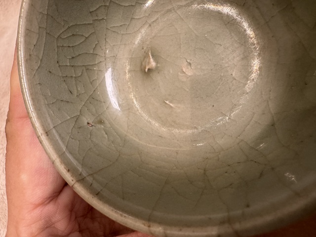 古玩陶瓷元代龍泉窯青釉臥足杯真品鑒賞圖
