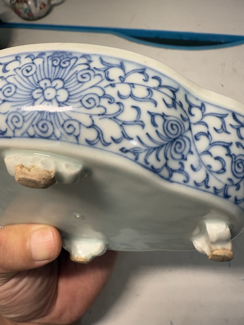 古玩陶瓷青花淡描花卉紋水仙盆真品鑒賞圖