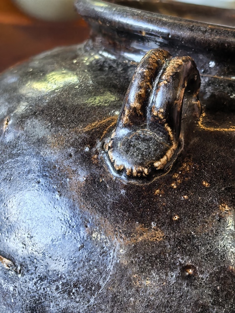 古玩陶瓷鞏縣窯黑釉雙系罐真品鑒賞圖