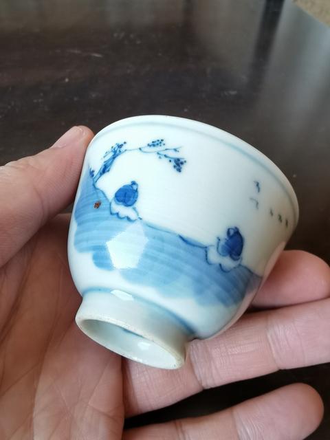 古玩陶瓷青花人物故事杯真品鑒賞圖