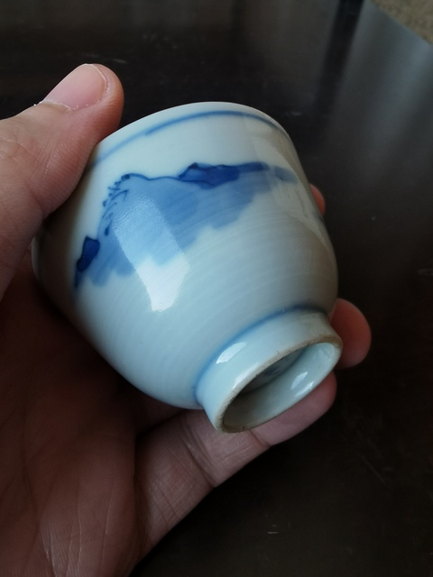 古玩陶瓷青花人物故事杯真品鑒賞圖