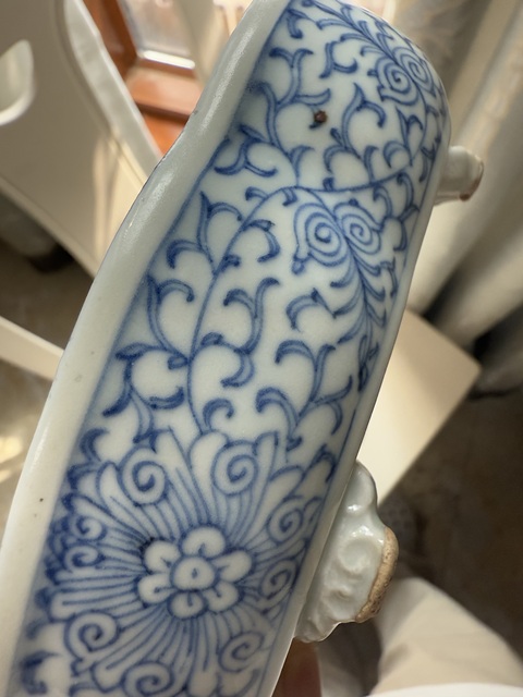 古玩陶瓷青花淡描花卉紋水仙盆真品鑒賞圖