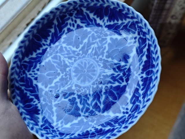 古玩陶瓷青花花卉紋杯碟一套真品鑒賞圖