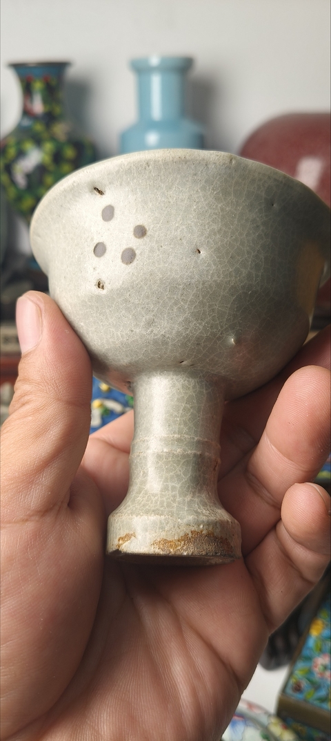 古玩陶瓷龍泉高足杯真品鑒賞圖