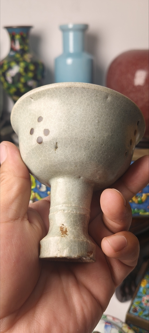古玩陶瓷龍泉高足杯真品鑒賞圖