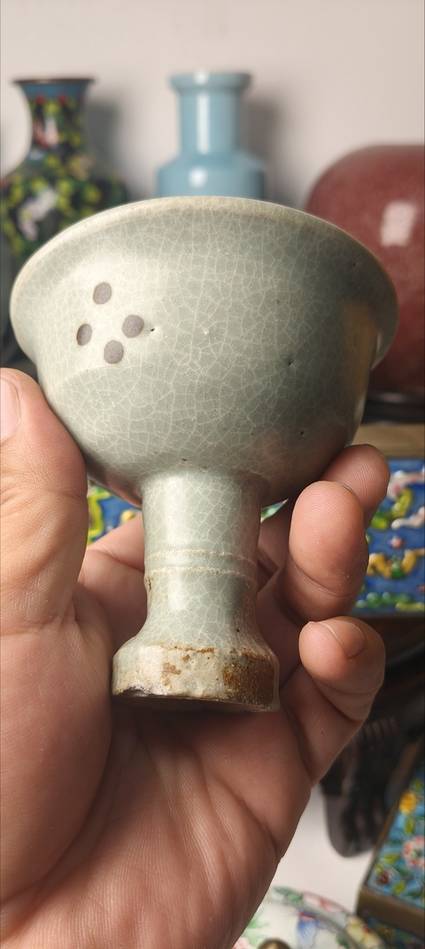 古玩陶瓷龍泉高足杯真品鑒賞圖