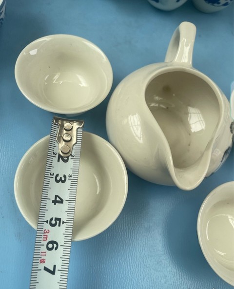 古玩陶瓷彩繪山水紋茶具真品鑒賞圖