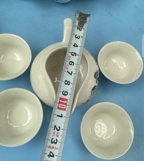 古玩陶瓷彩繪山水紋茶具真品鑒賞圖
