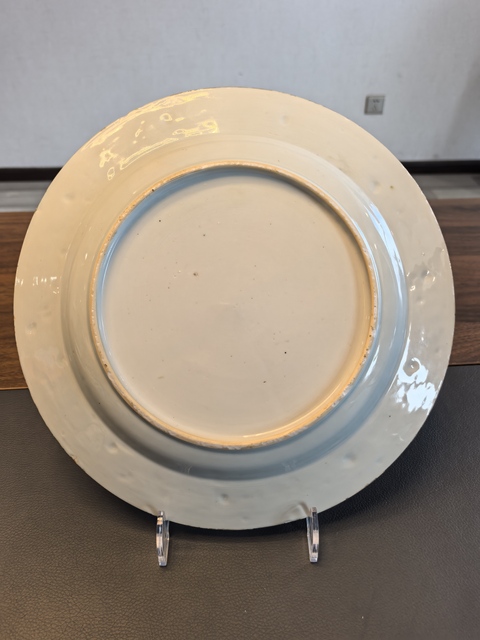 古玩陶瓷28厘米頂級翠毛藍康熙青花花鳥博古大盤拍賣，當前價格2980元